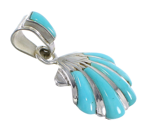 Turquoise Seashell And Genuine Sterling Silver Southwest Pendant WX58213